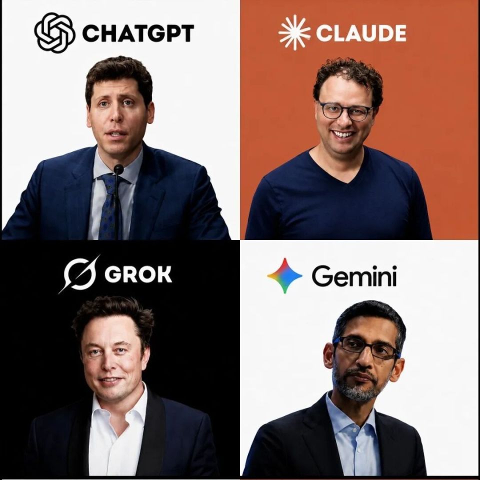 一张图里的四种哲学：OpenAI、Anthropic、xAI与Google四位掌权者，谁在定义下一个十年