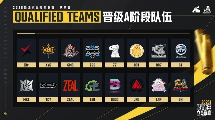 PCL2026秋季赛开战在即：A阶段小组赛队伍名单揭晓