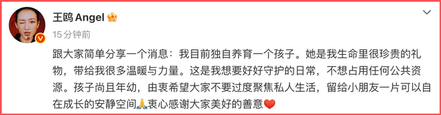 43岁王鸥官宣独自养育孩子：与何九华五年感情终成过往